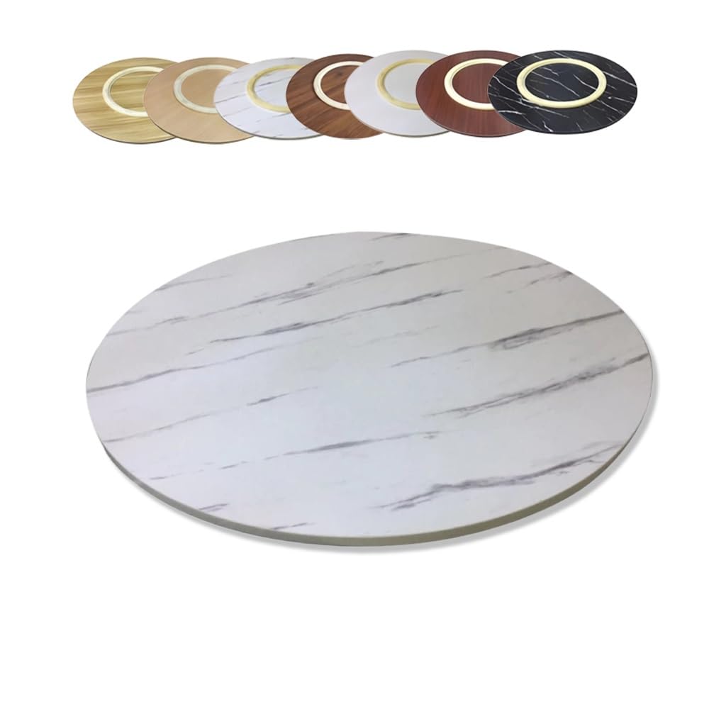 Bandeja redonda de mármol blanco de 40 pulgadas, tocadiscos de madera giratoria para cocina y comedor, ideal para entretenimiento, invitados y decoración del hogar