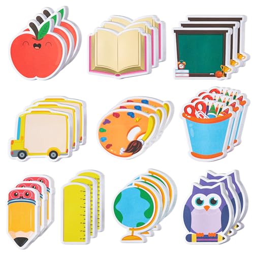 Xqumoi 600Pcs Back to School Sticky Notes Pencil Ruler Book Blackboard Palette Owl Shaped Self-Adhesive Writing Memo Pad for Kids Teens School Classroom Office Home Daily Reminders Notepad Supplies