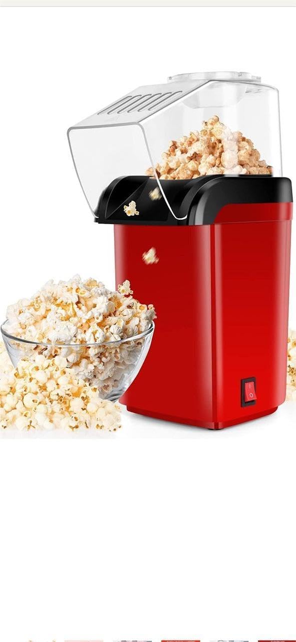 Popcorn Making Machine, Hot Air Popcorn Maker, Red and Black, Electric Popcorn Popper with Transparent Lid-picture-10
