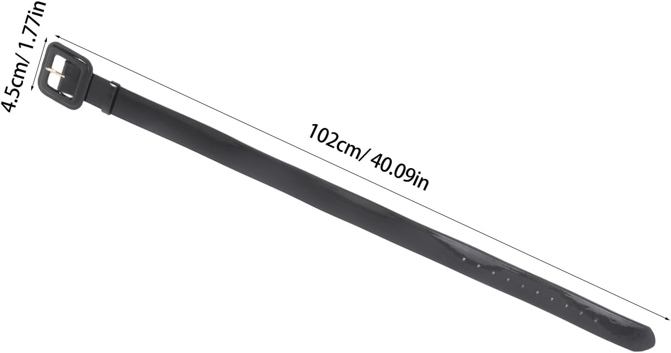 GALPADA Black Patent Leather Belt Women, Vintage Square Buckle Wide High Waist Belt for Dresses, Coats, and Skirts - Image 5