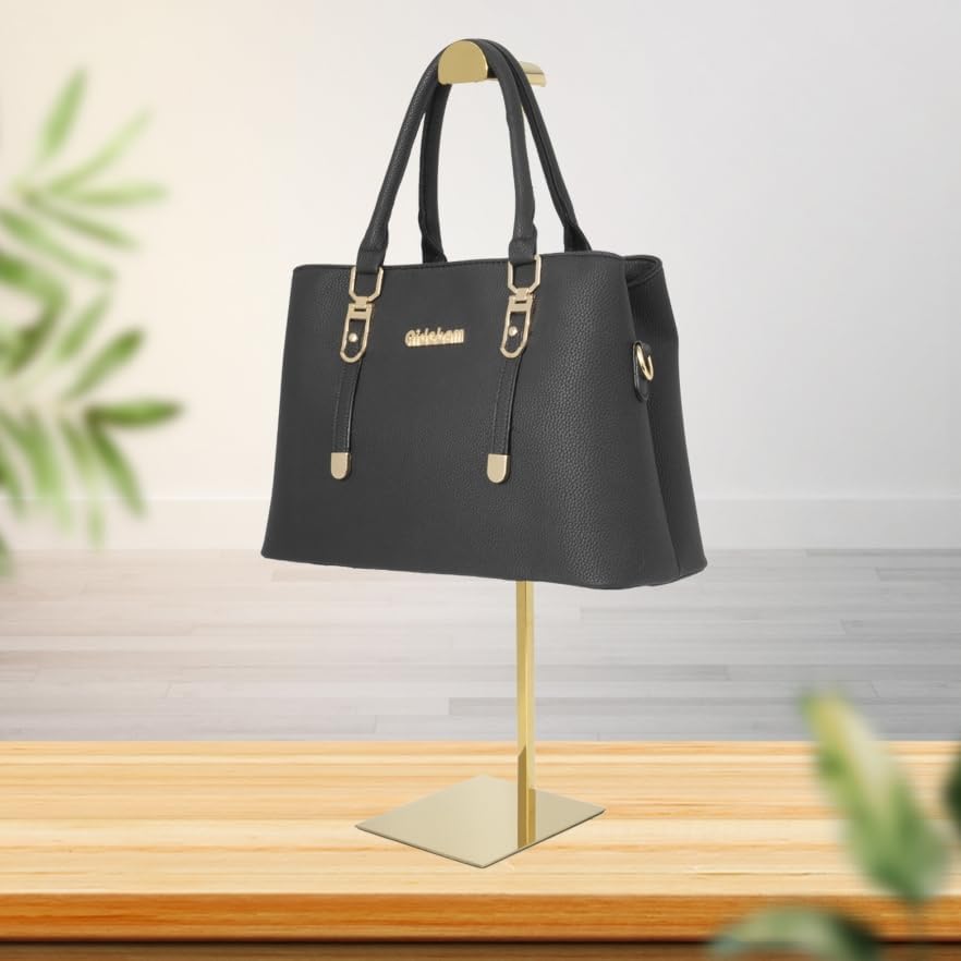 Handbag Display Stand - Stainless Steel 4 Pack Purse Display Stand Hanging Hook Stands Adjustable Height Table Ornament for Home Store Boutique Counter, Titanium Gold - Image 4