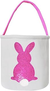 qazxswedcv SweetWU koszyk na zajączek wielkanocny torba dla dzieci spersonalizowane kosze na cukierki jajka prezenty zabawki torba - różowa