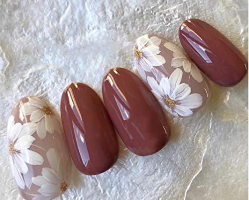 Cathercing 24 Pcs Design False Nails Smooth Medium Beauty Nails With Pattern Short Fake Gel Nails Tips Art Clip on Nail for Women Girls Gift Prom Party Halloween(flower)