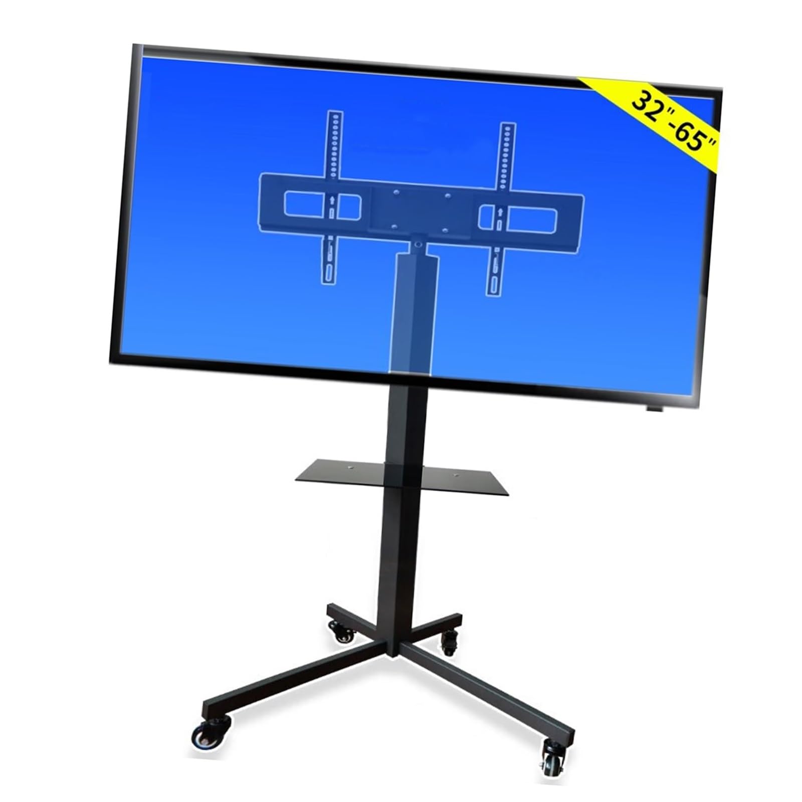 HPTHLY Lcd Tv 360 Degree Rotating Frame Floor Stand - Mobile Tv Cart On Wheels For 32-65 Inch Screen, Tv Floor Stand With Tray, Max Vesa 600X400Mm Mobile Stand