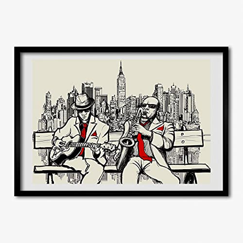 Cadre photo MDF 70x50 cm Tulup avec affiche New York Jazz pour tableau moderne