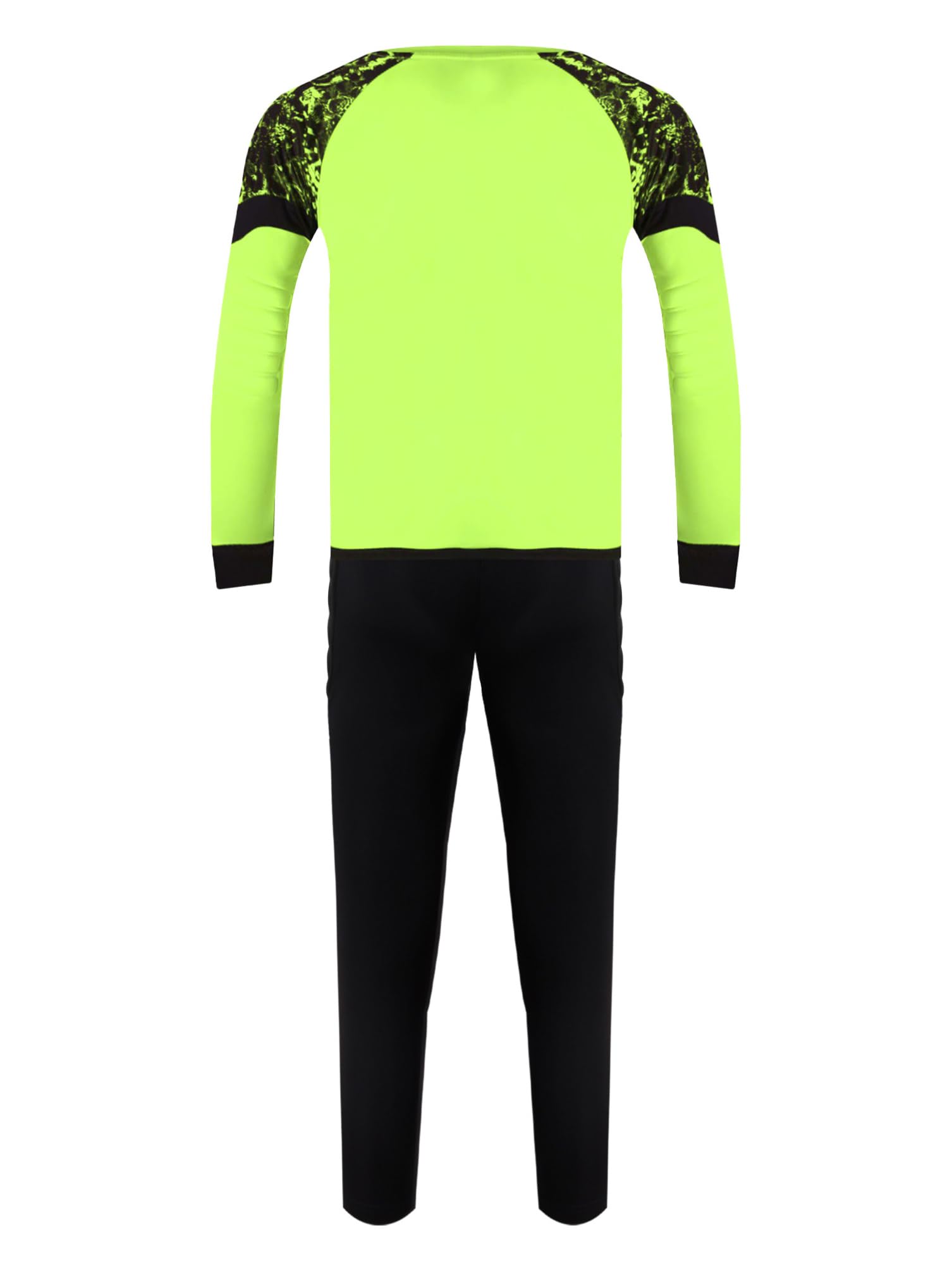dPois Tuta da Portiere di Calcio per Bambini e Ragazzi Completino Completo Calcio Calcetto Torneo Scuola Sport Maglia da Portiere Maniche Lunghe + Pantaloni Sportivi Verde 11-12 anni