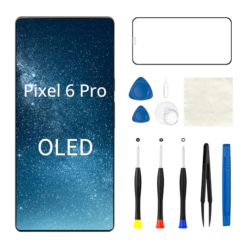 Screen Replacement for Google Pixel 6 Pro OLED (Models: GLUOG G8VOU) 3D Touch Display Digitizer Assembly with Repair Tools