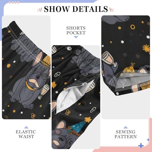 ZZXXB Bulldog Happy New Year Boys Long Pants Soft Trousers Elastic Waist Kids Lounge Bottoms with Pockets S-XL4