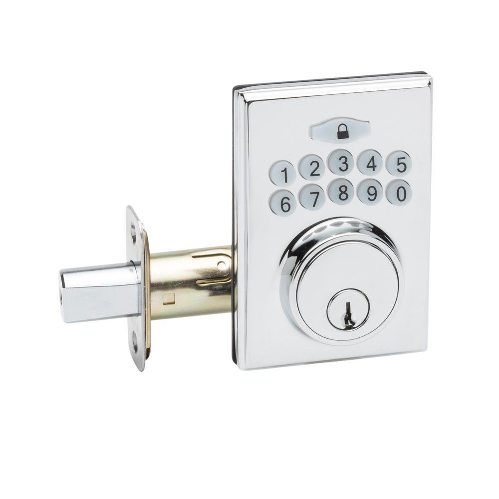 Cerradura digital Copper Creek DBF3410PS de acero inoxidable pulido con cerrojo de seguridad exterior