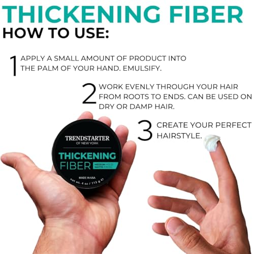 Image of TRENDSTARTER - THICKENING FIBER (4oz) (PACK of 2) - Medium Hold - Matte Finish - Premium Hair Thickening Clay Pomade - Water-Based - All-Day Hold Styling Product