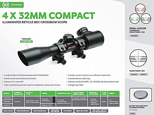 TRUGLO Crossbow Scope 4x32 IR with Rings Black