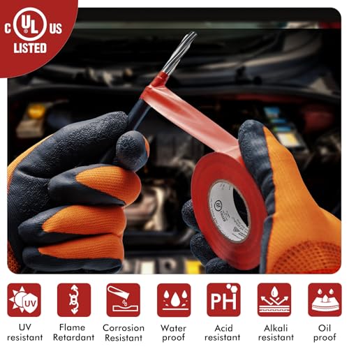 Image of Avery Dennison Electrical Tape, 10 Rolls Professional Grade PVC Electric Tape, UL /CSA Listed in x 66 ft Insulating Vinyl Tape for Electrical, Repairs, Automotive and Equipment, Pro-36C, Red