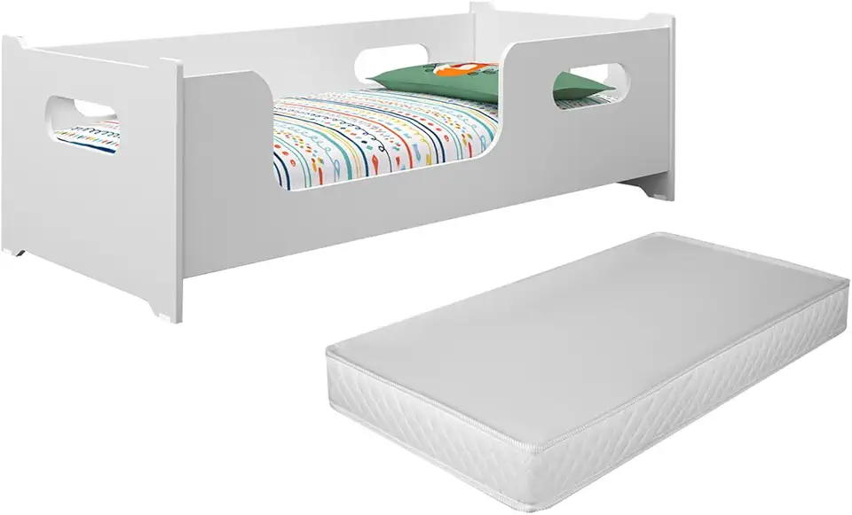 Cama Infantil Montessoriana Meninas Meninos Baby Para Quarto De Criança Encanto Com Colchão Cor Branco Neloja