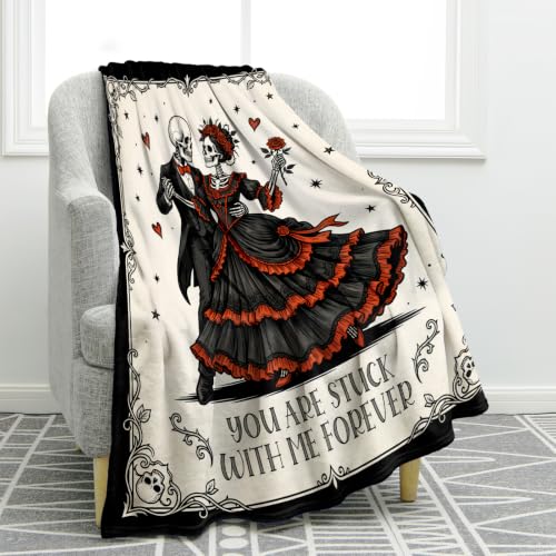 Jekeno Anniversary Blanket Gifts Couple Skull Throw Blanket 50"X60"