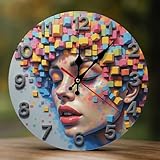 Installation facile et faible entretien : livré avec des accessoires de montage complets (pile AA non incluse). Fonctionne comme une horloge murale à piles avec impression 2D de cubes abstraits dans les configurations murales d'horloges de salle de bain, d'horloges murales de cuisine à piles ou d'espaces d'horloge murale de chambre. Facile à nettoyer pour garder votre horloge de cuisine, votre horloge murale de salon ou votre horloge de bureau fraîche