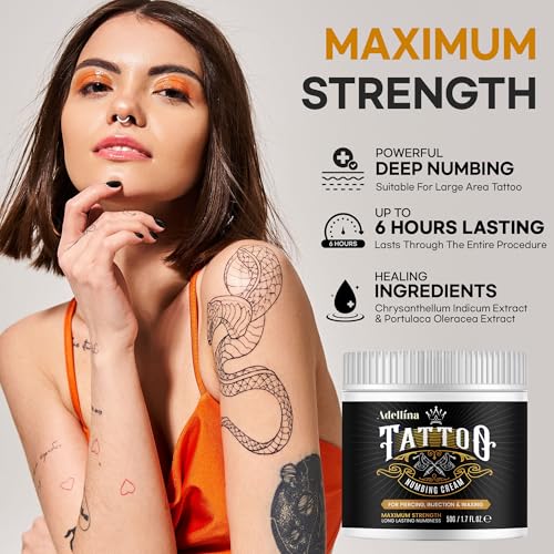Tattoo Numbing Cream Maximum Strength: 6 Hours Painless Tattoo Numbing Cream - Extra Strength for Tattoos Piercing Waxing 50g/1.7oz - Image 3