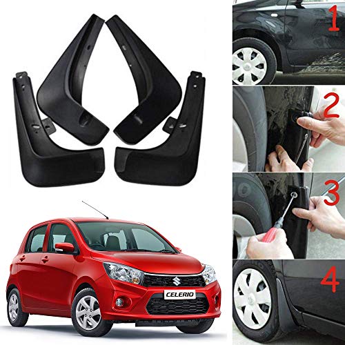 Image of Oshotto (O.E.M Fitting Cup Type) Mud Flap /Splash Guard Compatible with Maruti Suzuki Old Celerio 2013-2017 (T1) (Set of 4)