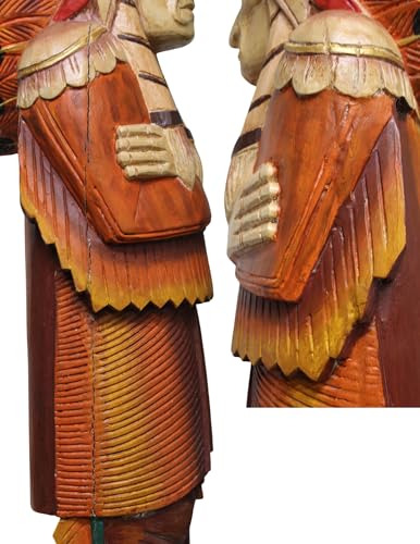 Estatua gigante de jefe indio tallada a mano de madera 59 in miniatura 4