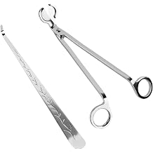 Candle Wick Trimmer and Snuffer Set, 7.09 inch Scissors with Hook, Stainless Steel