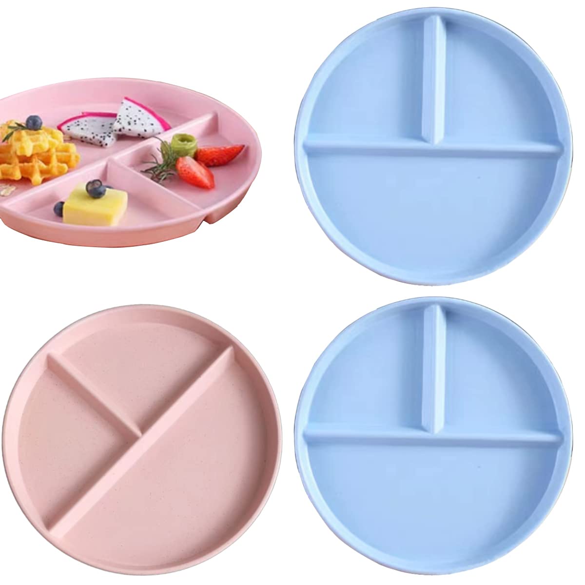 Assiettes à salade bleues et roses de 22 cm | Lot de 4 pièces design