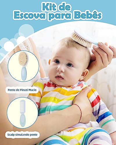 Lictin Kit Higiene Bebês, 15 PCS Baby Health Care Set Tesoura, Cortador, Lixa de unha, Pente e Escov