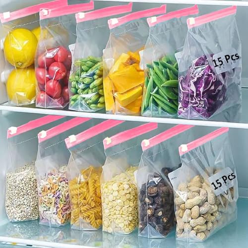 Image of Vegetable Re-usable Jewellery Storage Bags Kitchen Refrigerator, Zip Lock Pouch Veg Food Covers Fridge, Fridge Storage Plastic Green Zipper, Plastic Bag-314