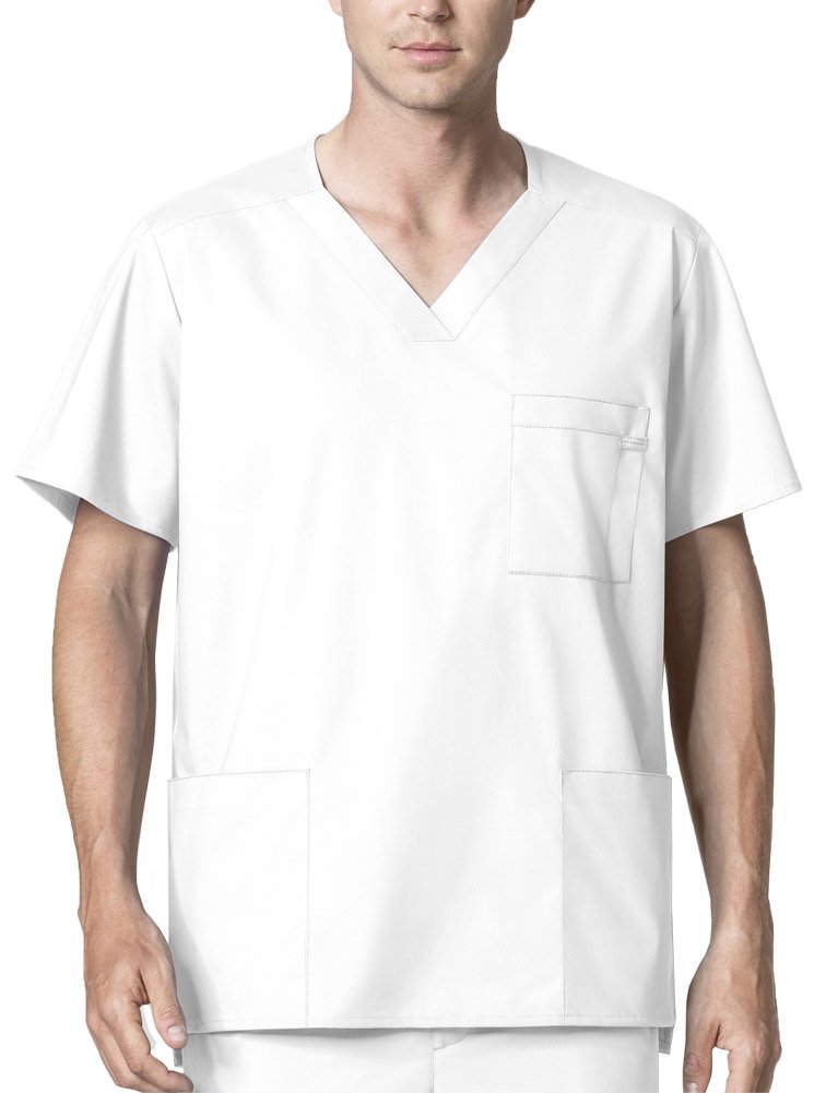 WonderWink Men's V-Neck Top, White, 4X-Large