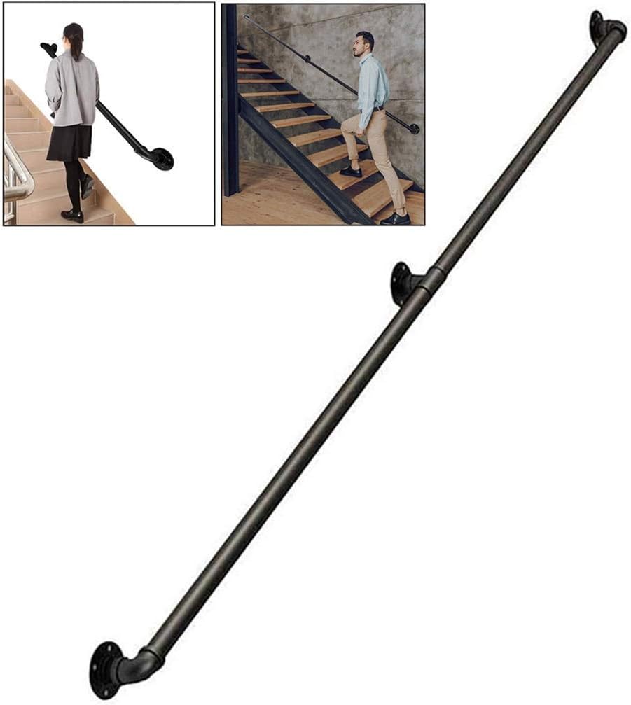 Staircase Handrail Rail Banister Kit, for Indoors Stairs Otdoors Steps Wall Mounted Stairs Bannister Hand Rails Stair Railings Support Rod Brackets/30Cm(1Ft)