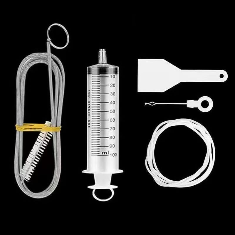 Kit de drenaje para refrigerador, 5 piezas: cepillo limpiador, varilla antiobstrucción y jeringa de succión con manguera para mantenimiento higiénico del frigorífico miniatura 3