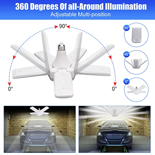 Coomoors Led Garage Lights 4 Pack, 100W Led Shop Light, 10000Lm 6500K E26/E27 Garage Ceiling Light With 5 Adjustable Panels For Garage Workshop Basement Workbench Barn Warehouse #TOP1