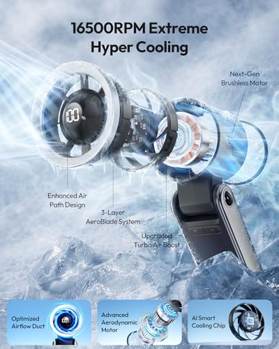 Image of Gaiatop Portable Handheld Turbo Fan, 15 Hrs Cooling, 180 Foldable 4-in-1 Hand Held Fans, 6-Speed (1-100) Personal Mini Handheld Fans, Small Portable Fan for Travel, Working, Outdoor Women Gifts Black