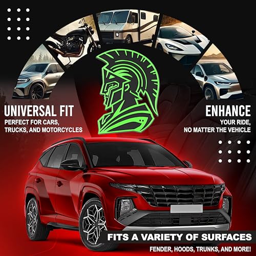 Image of Spartan Emblem 3D Warrior Badge, Custom Car Decal Sticker - Durable Exterior Trunk, Hood, Fender for Car, Truck, SUV (Set of 2) (Green)