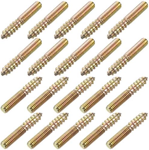 sourcing map M4 Hanger Bolts Length 1"(25mm) Double Headed Bolts Self-Tapping Screw 4mm Wood Joint Furniture Legs 20pcs