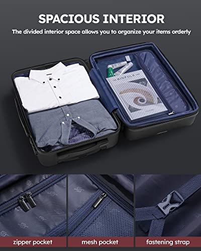 3 Piece Luggage Sets Expandable, Hardshell Travel Suitcase With Double Spinner Wheels And Tsa Lock, (Black) #TOP7