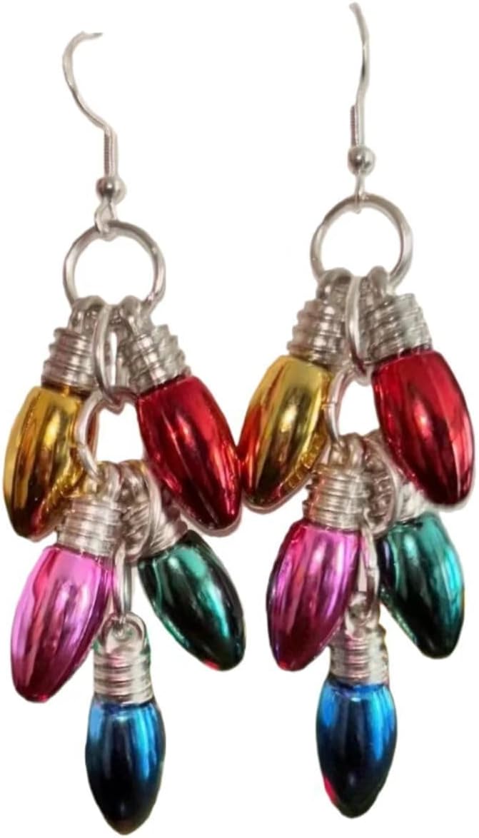 Xmas Light Ball Earring Acrylic Christmas Light Bulbs Dangle Drop Earring for Women Festival Holiday Jewelry