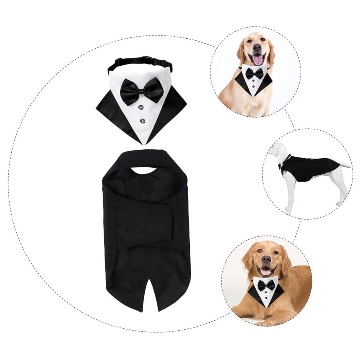 Toyvian Costume Et Bandana pour Chien Chemise à Nœud Tenue De Soirée pour Chien Collier Et Costume pour Animal De Compagnie