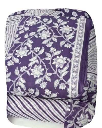 Image of DRAVINAM Trends Women's Premium Cambric Cotton Jaipuri Printed Unstitched Salwar Suit Dress Material with Mulmul Cotton Dupatta