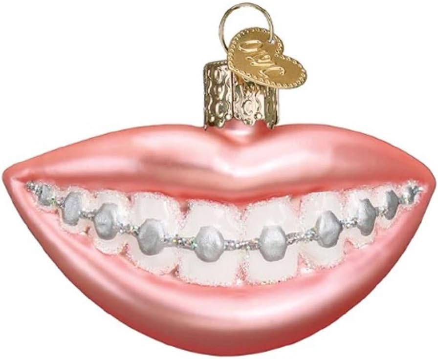 Old World Christmas Braces Glass Blown Ornament for Christmas Tree, Handcrafted Holiday Decoration, Dentist Collection