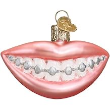 Old World Christmas Braces Glass Blown Ornament for Christmas Tree, Handcrafted Holiday Decoration, Dentist Collection