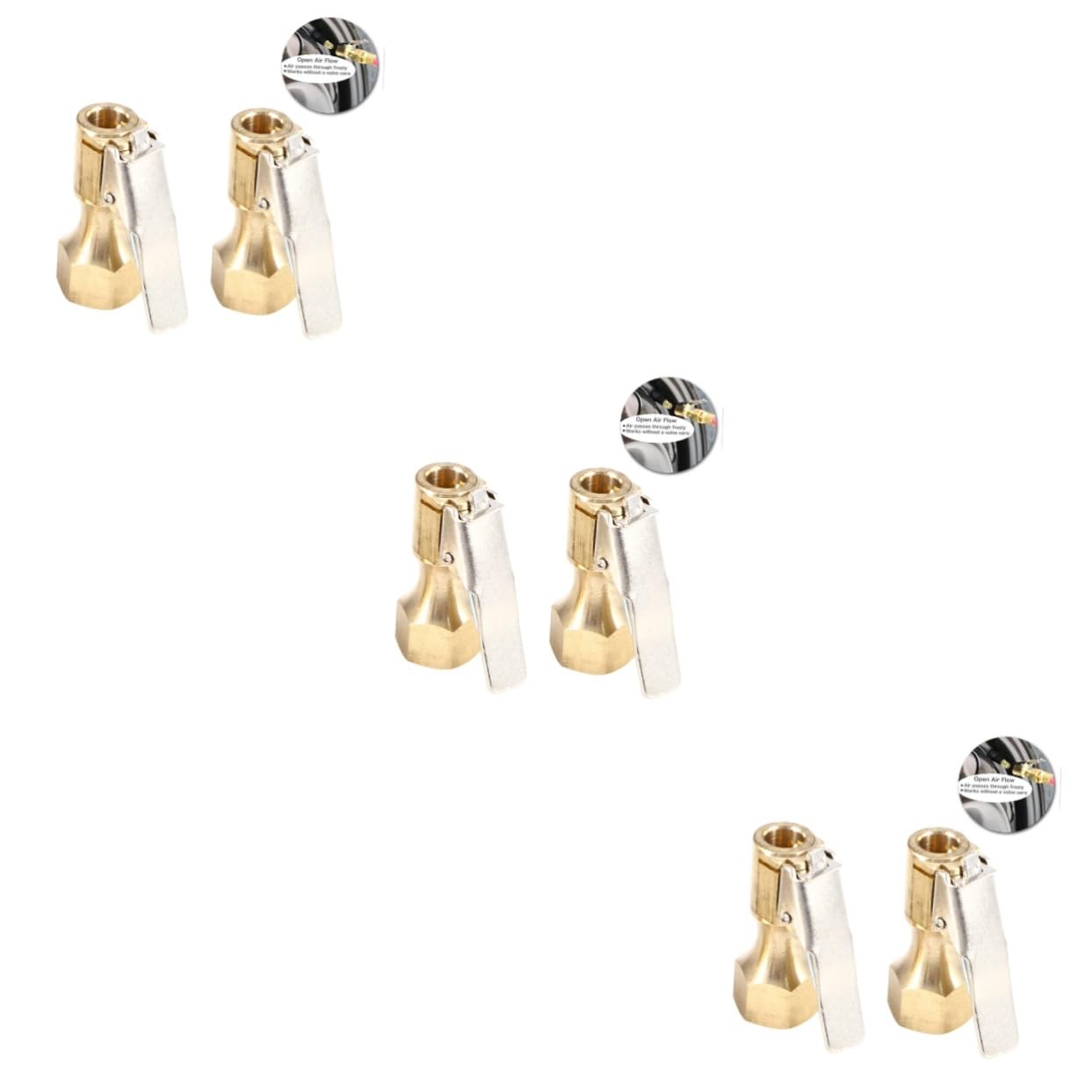 Mikinona 3sets Straight Lock Air Chuck Locking Air Chuck for Tire Inflator Brass Construction for Durability 2pcs*3