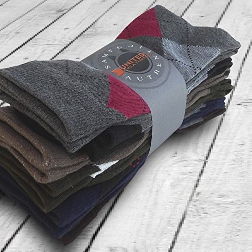 Dark Argyle Cotton Blend Dress Socks, 6 Pair/Pack3