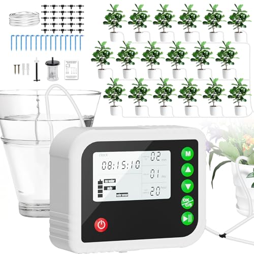 Irrigazione Automatica Vasi, Dosatore Acqua Piante, Manuale/Smart kit Irrigazione vasi da Interno, Irrigatore Giardino Timer, Timer Automatico dell'acqua, Innaffiare Piante in Vacanza per Balcone