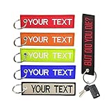 Brillianne Kundenspezifischer personalisierter Schlüsselbund, für Motorräder, Auto und Geschenke, Sticktext-Schlüsselbund für Männer, doppelseitiger Biker-Schlüsselring (13 x 3 cm)