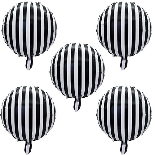 7Pcs Halloween Balloons Decorations Halloween Party Foil Mylar Balloons Halloween Spooky Ghost Balloons Black White Strip Balloons For Halloween Birthday Baby Shower Wedding Party Decor Supplies #TOP4