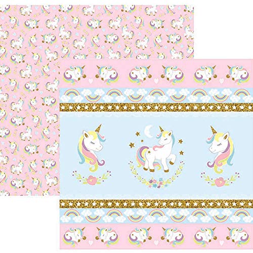 Folha Scrap Festa Dupla Face Unicórnio Fitas e Rótulos Ref.21159-SDF838 Toke e Crie