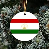 Cheyan Funny Tajikistan Flag Christmas Ceramic Ornament Home Decorations Christmas Pendants Christma