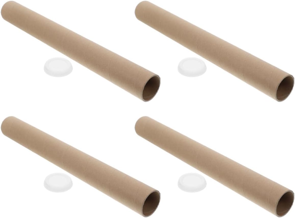 YARNOW Kraft Paper Mailing Tubes with Caps 4pcs for Artwork