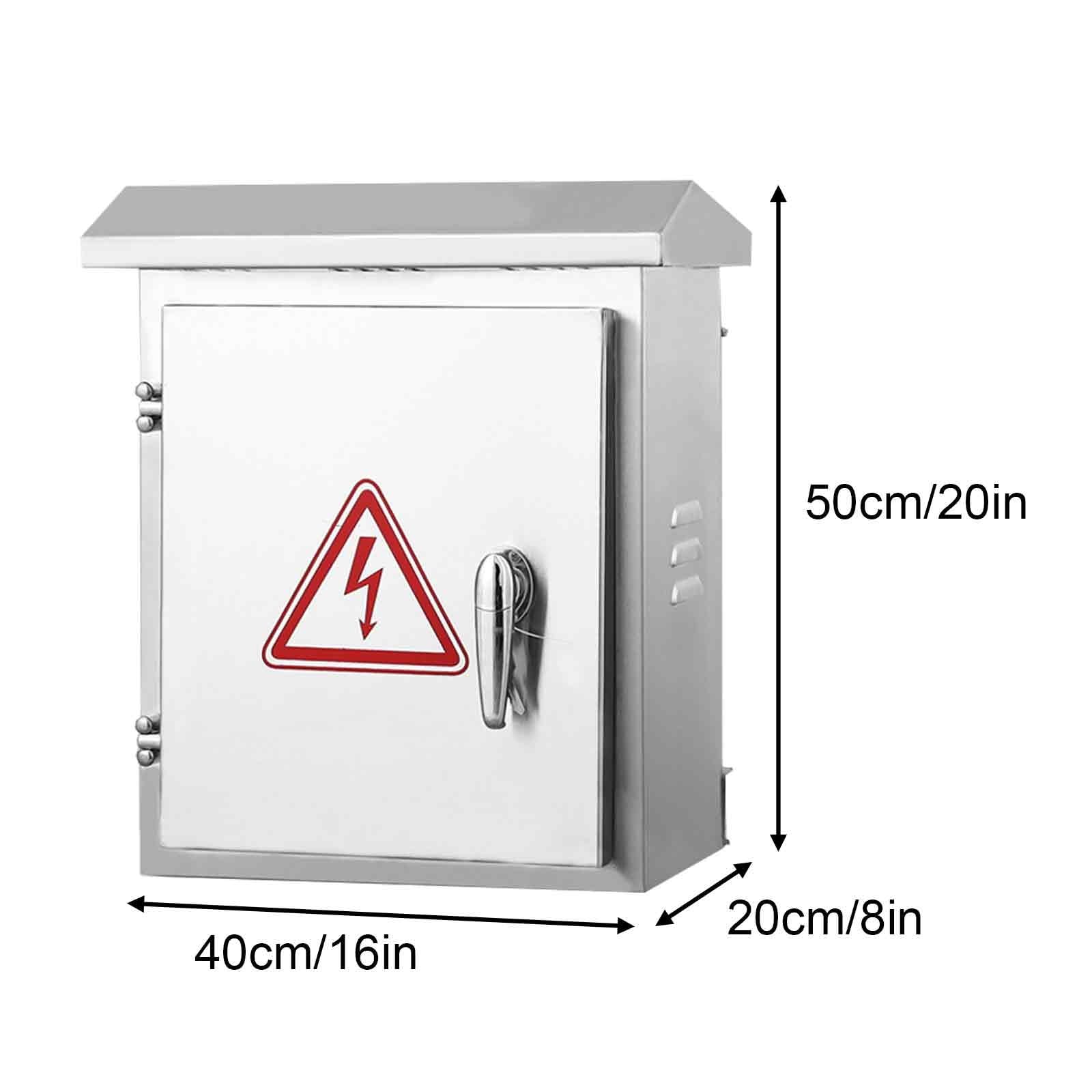 304 Edelstahl Verteilerkasten, Abzweigdose Wasserdicht und Staubdicht Ip67, Doppelschrägkonstruktion mit Montageplatte für Stromprojekte(50X60X30Cm/20X24X12In), Litobnx, 40 * 50 * 20cm/16 * 20 * 8in