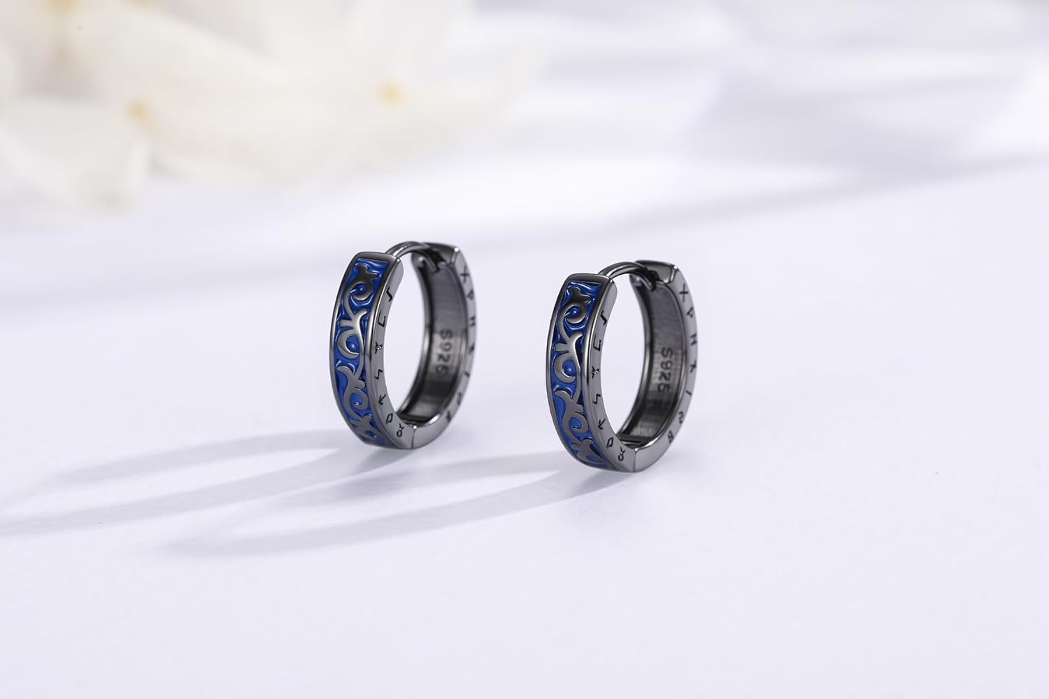 925 Sterling Silver Norse Viking Runes Hoop Earring Celtic Knot Earrings for Men Women Hypoallergenic Sturdy Punk Huggie Hoops Jewelry Gift