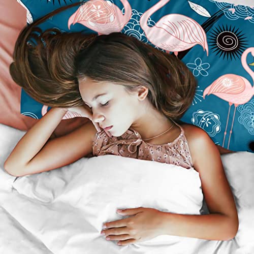 Parure de lit flamant rose housse de couette anti-plis avec taies - 4